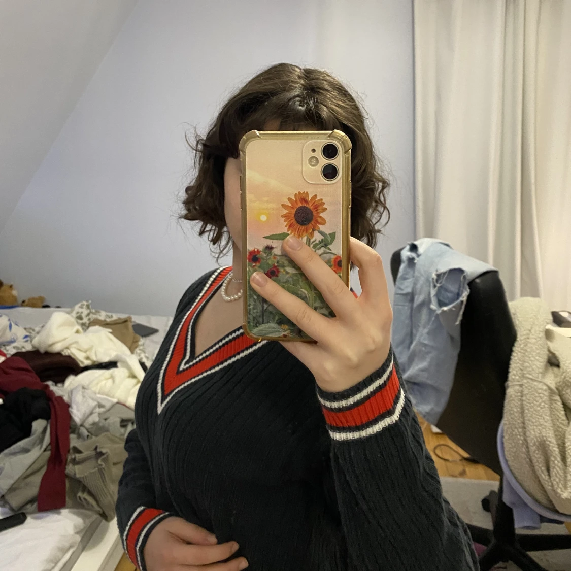 Marinblå v-ringad tröja - 90