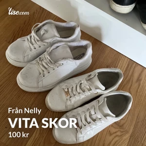Vita skor  - Storlek 36 på båda, dom är från Nelly och är i fint skick men kan tvättas, båda för 200kr och en för 150kr 