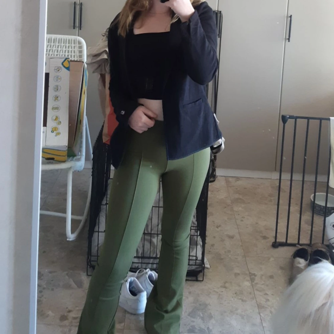 Gröna bootcut byxor från Lindex S - 3