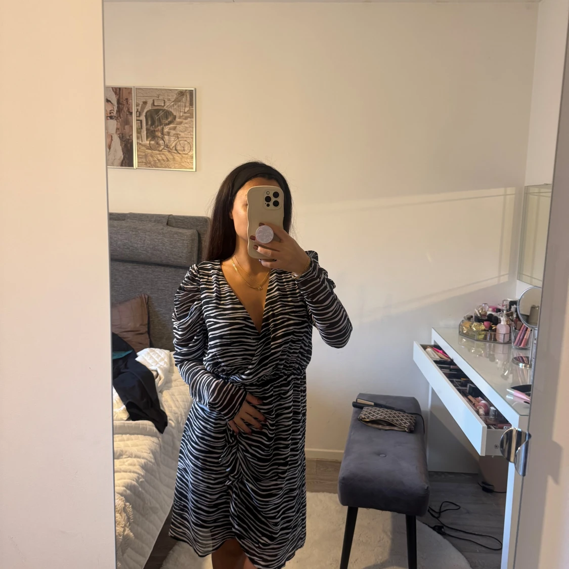 Zebramönstrad omlottklänning - 1