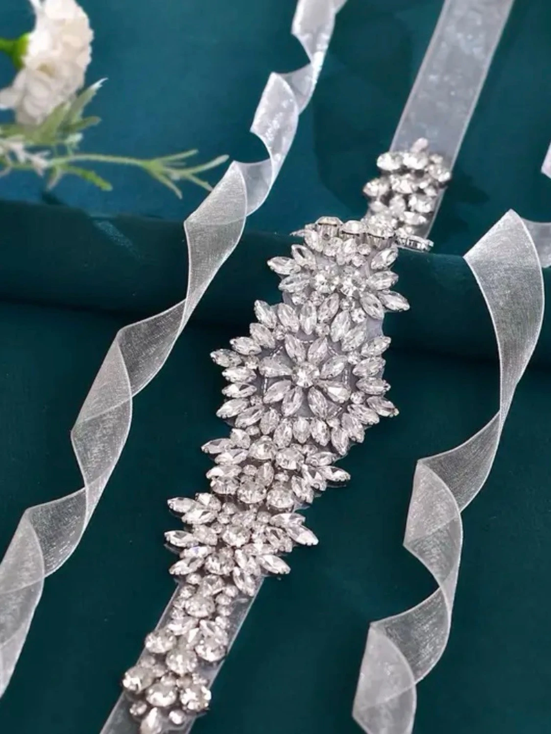 Glittrigt silverband med pärlor - 4