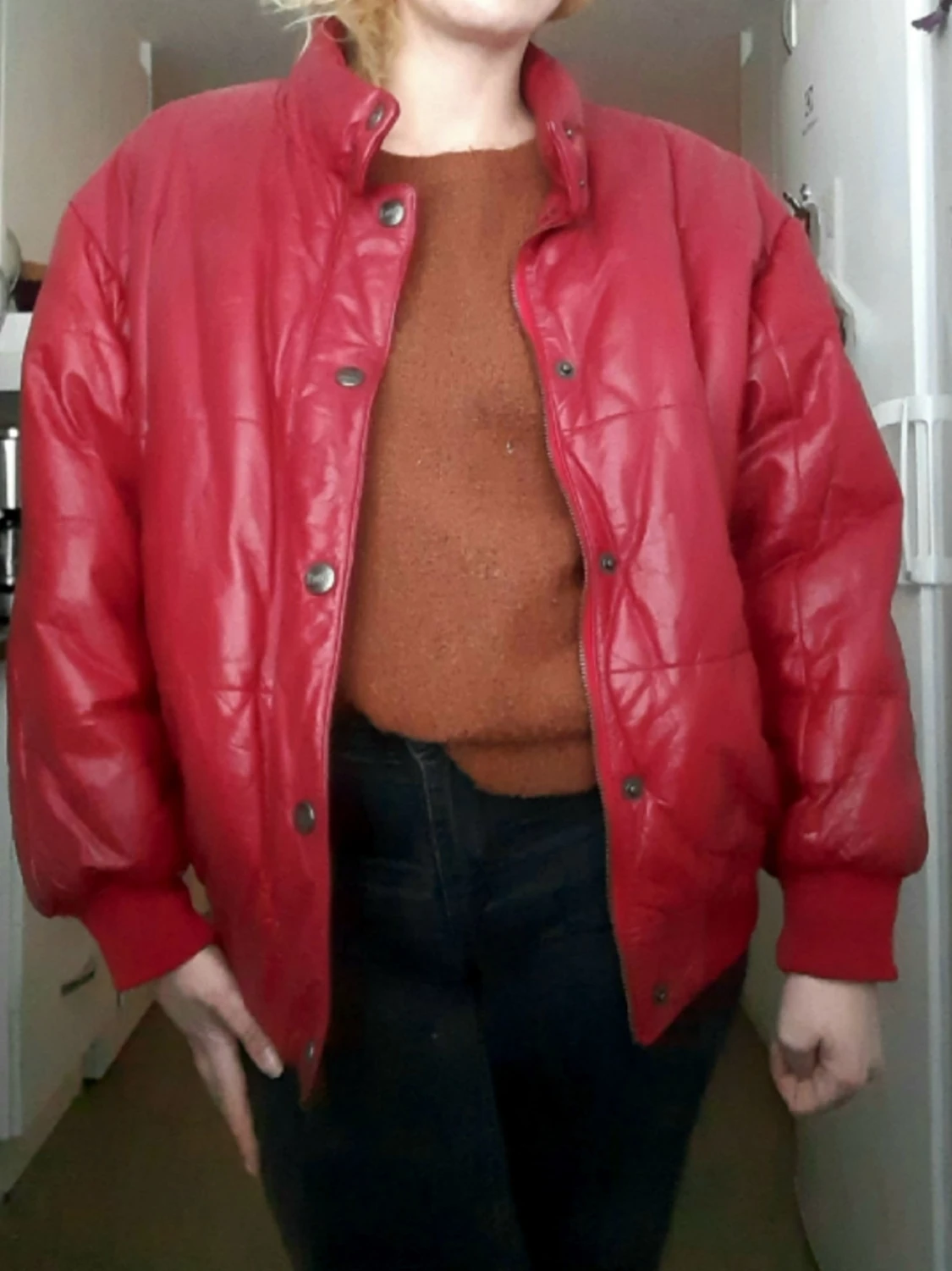 Röd quiltad skinnjacka från Petroff - 1