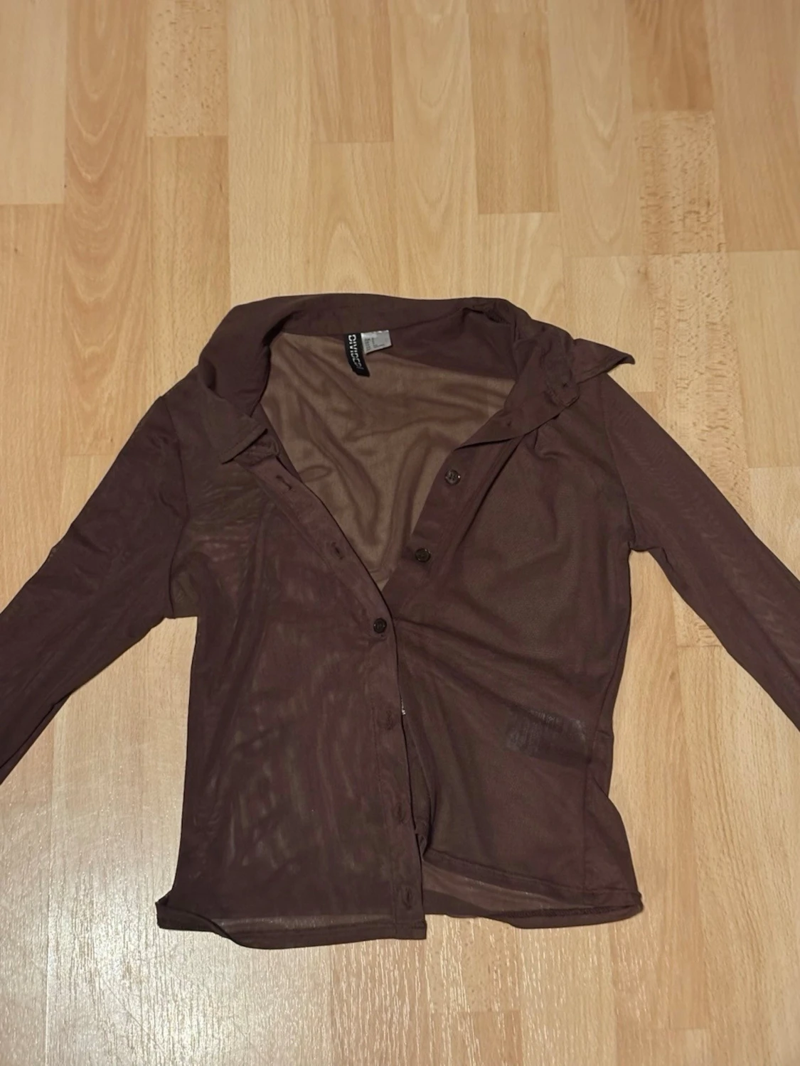 Brun mesh croppad blus - 2