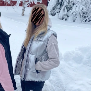 Silvrig Champion väst - Jättesnygg silvrig dunväst från Champion i storlek medium. Väldigt fint skick då den knappt är använd. 