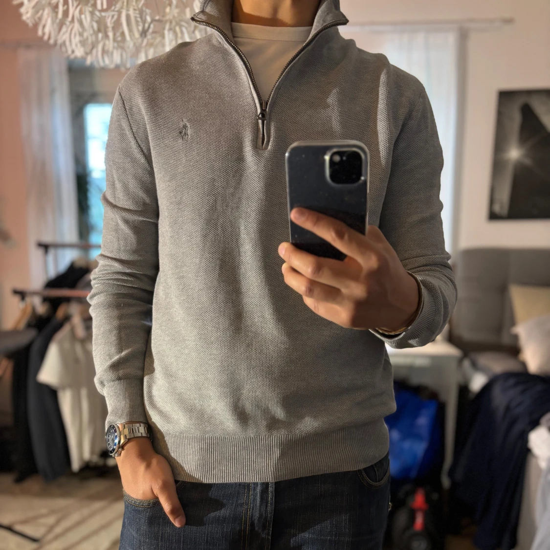 Grå half zip tröja Polo Ralph Lauren