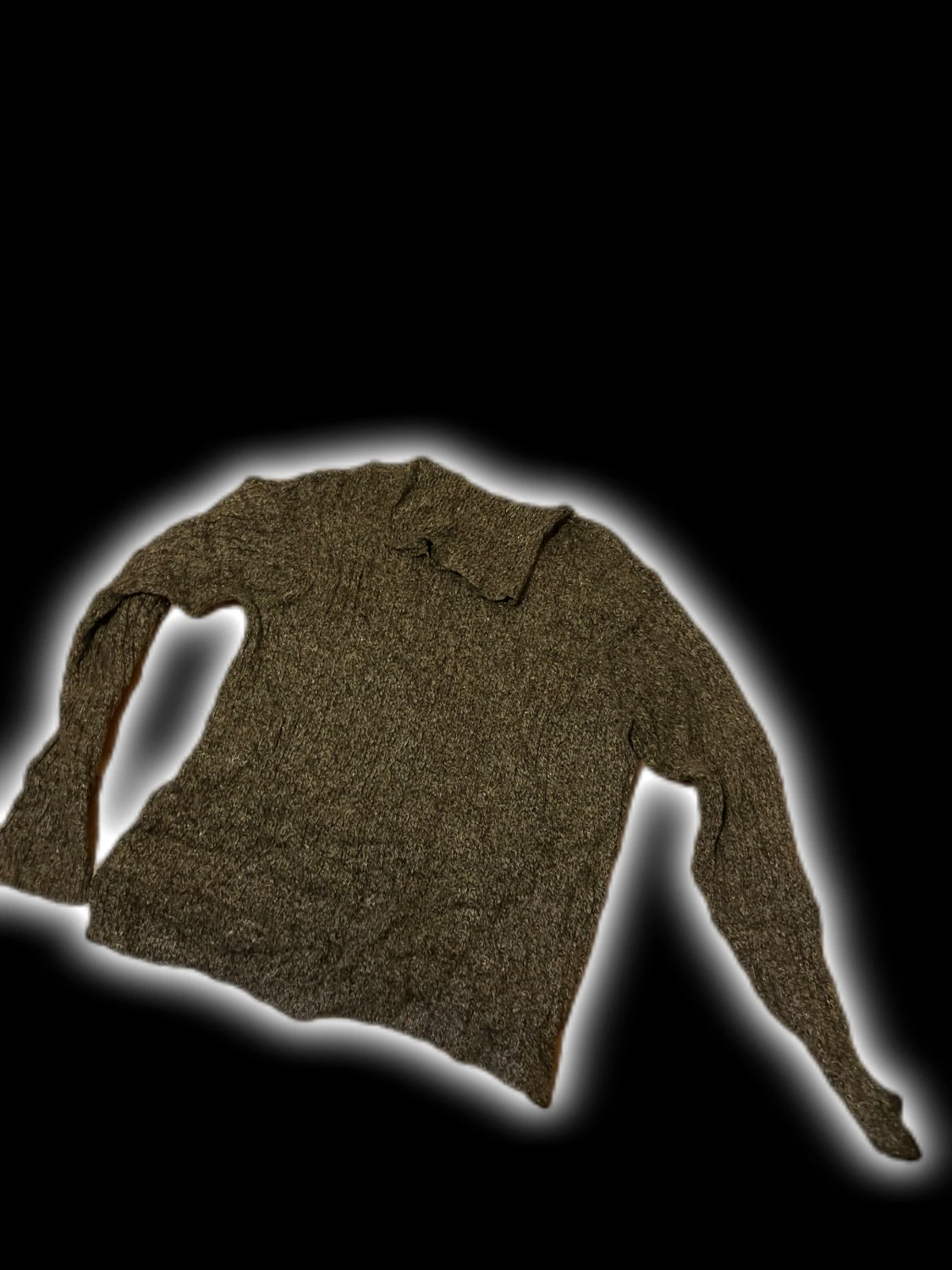 Brun stickad polotröja med lång ärm - 2