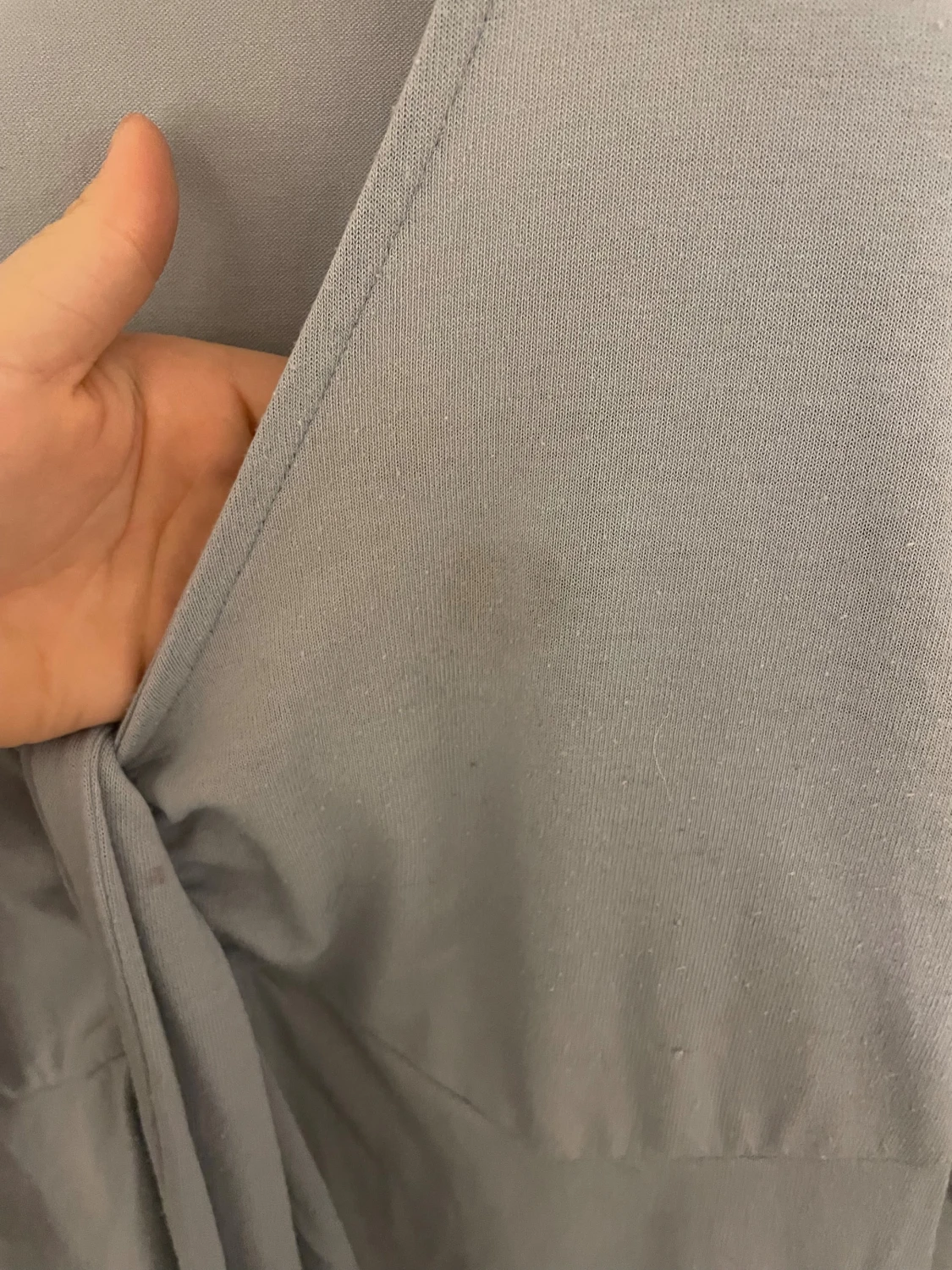 Ljusblå långärmad omlottopp med knyt - 4