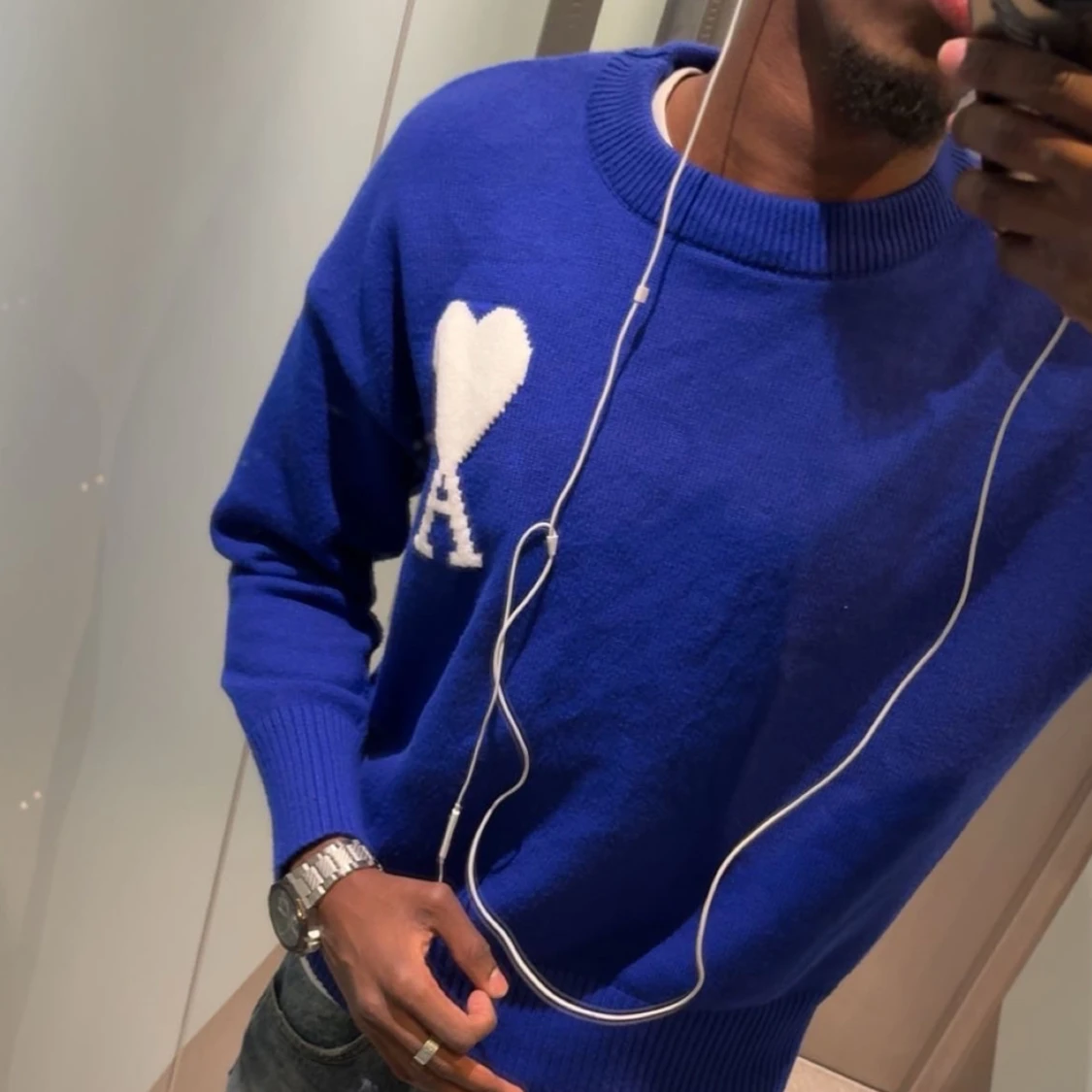 Blå stickad tröja från Ami Paris - 1