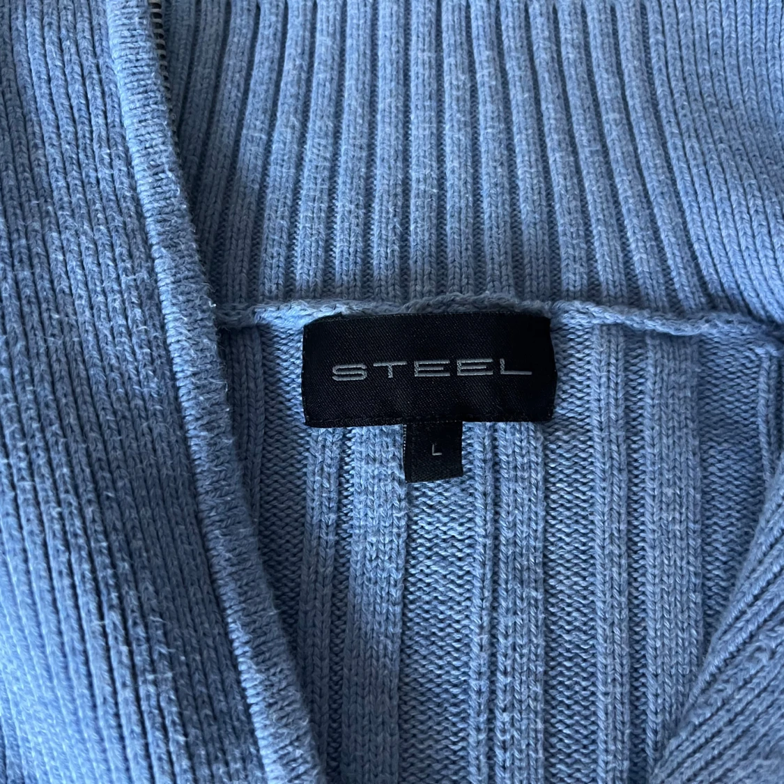 Ljusblå halv zip stickad tröja Steel - 1