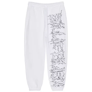 Billie Eilish x Bershka byxor - Vita byxor med svart ’Billie Eilish’ text på ena benet. Från Billies merch kollektion med Bershka. Köpta second hand men i bra skick!