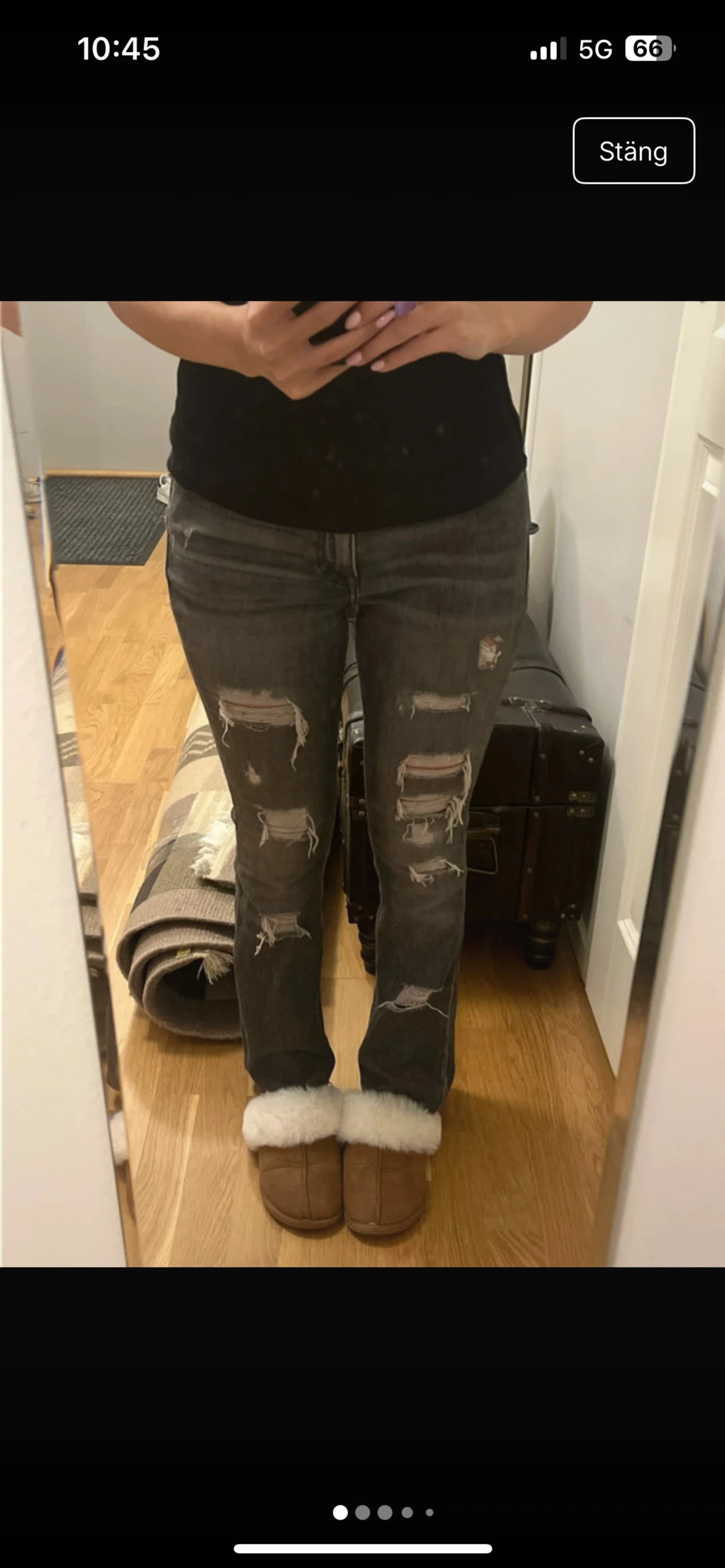 Snygga bootcut jeans med hål  - 5
