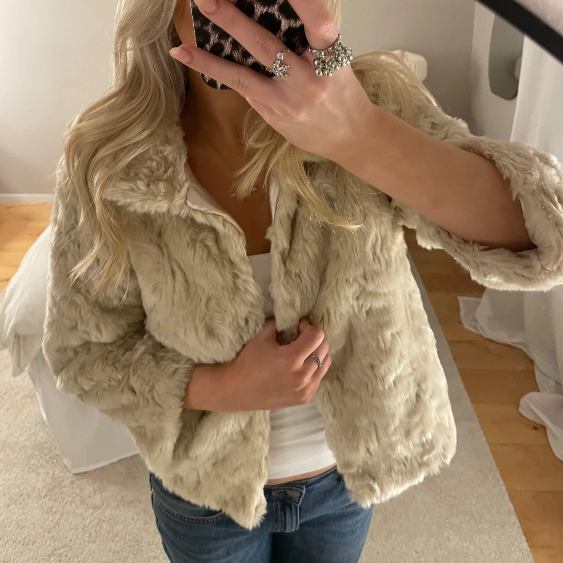 Pälsjacka med trekvartsärm - 3