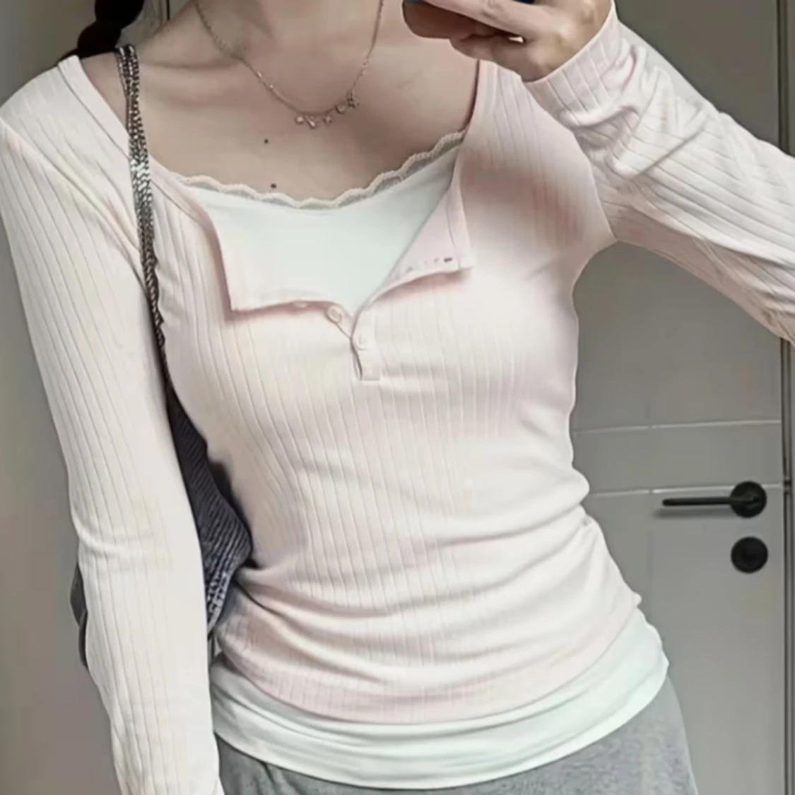 Ljusrosa långärmad topp