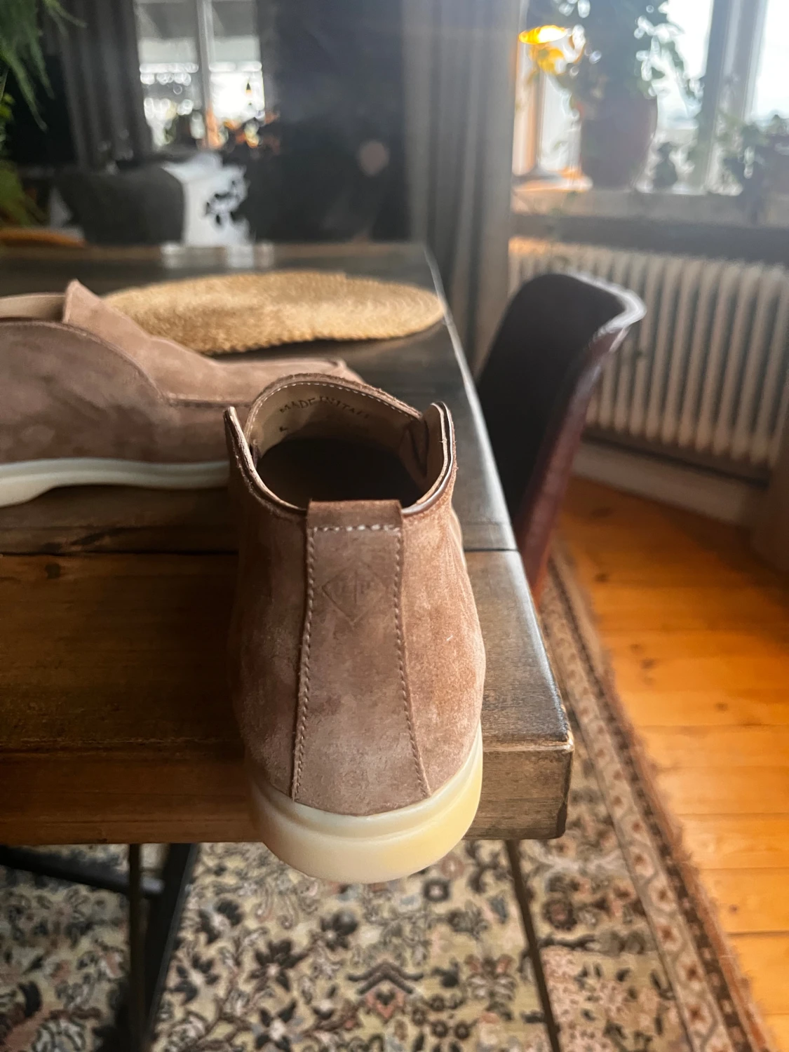 Bruna Loro Piana mockaloafers med vit sula  - 2