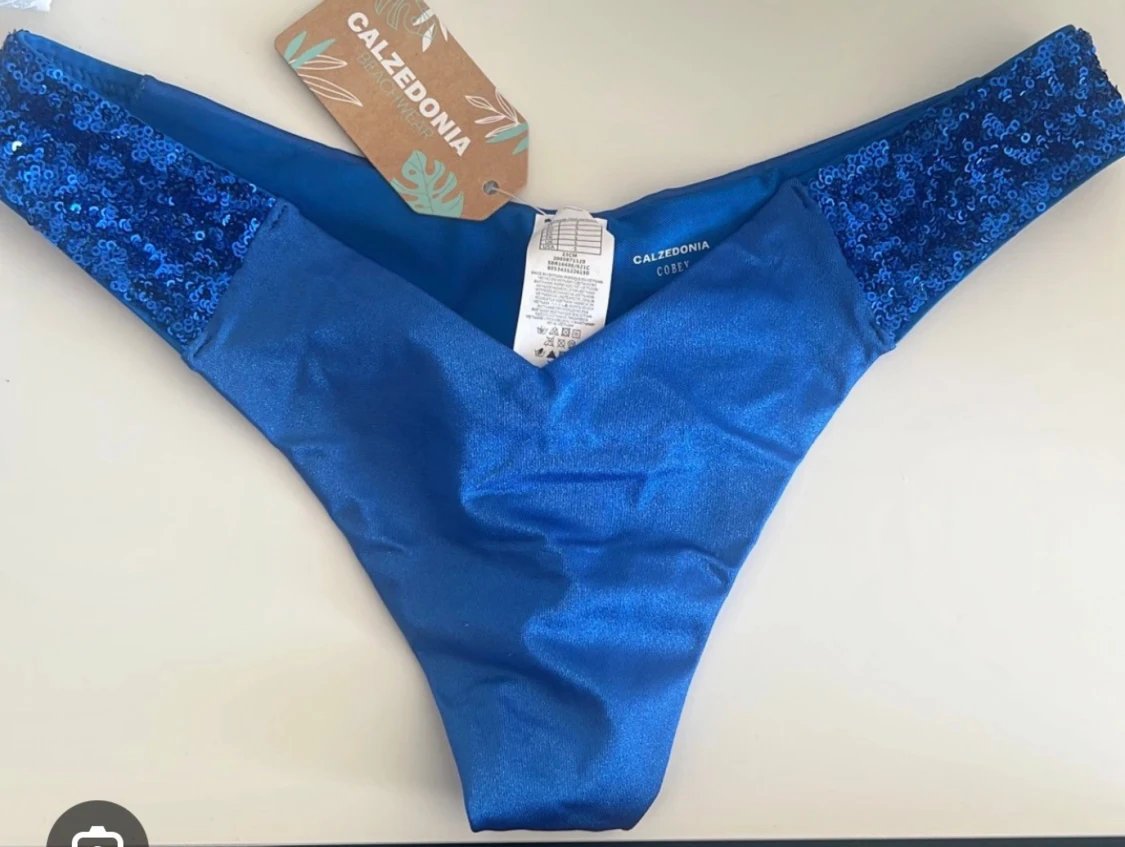 Blå bikiniunderdel med paljetter Calzedonia