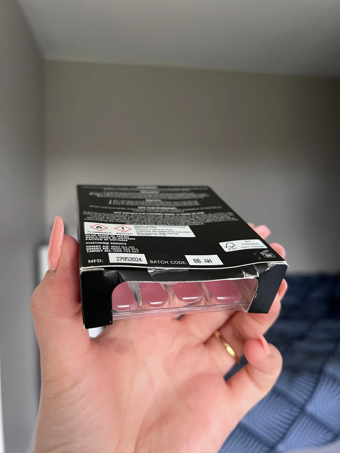 ’Squarelettoo’ Rosa glitter-lösnaglar (oöppnad) - 3