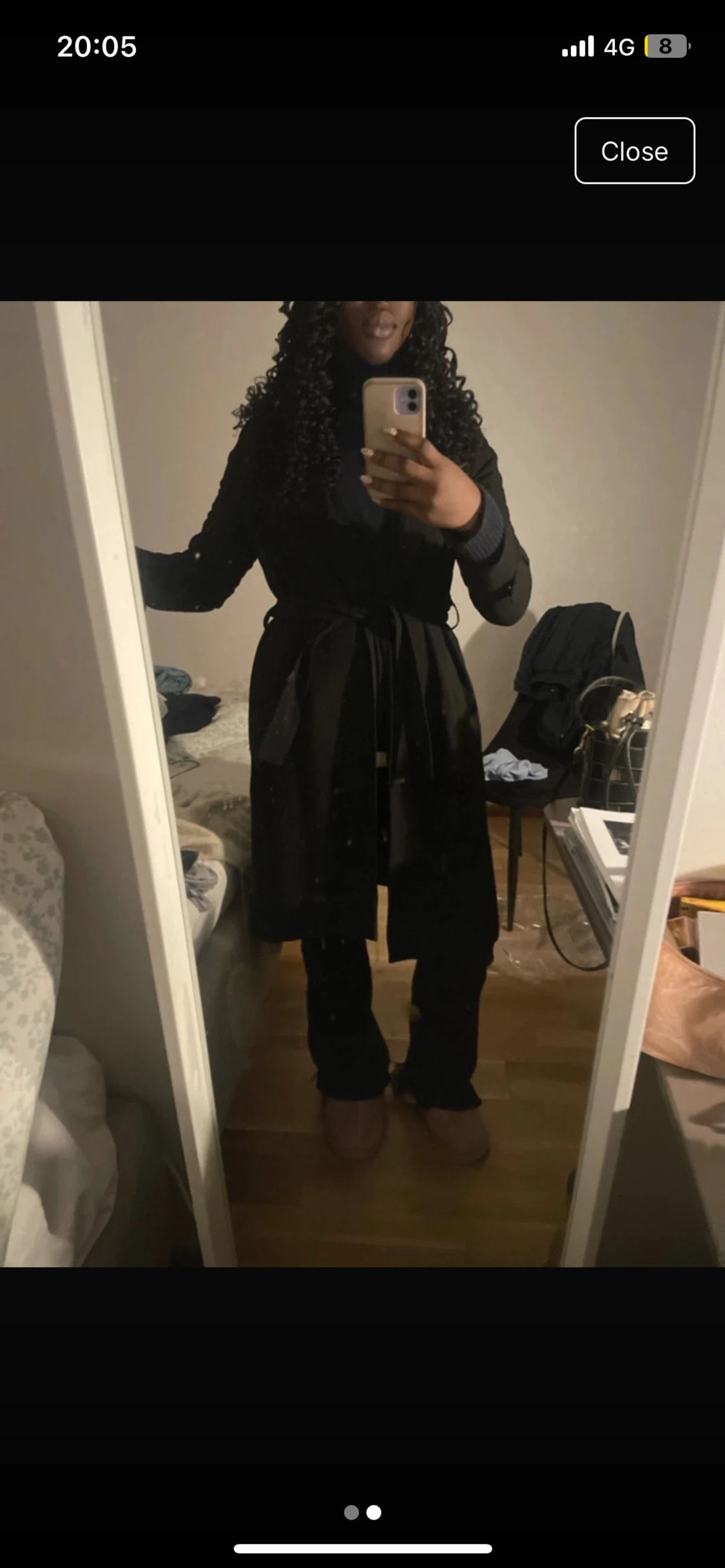 Svart lång kappa med bälte - 1