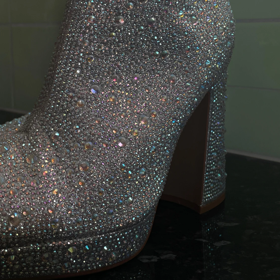 Glittriga silver boots med klack - 2