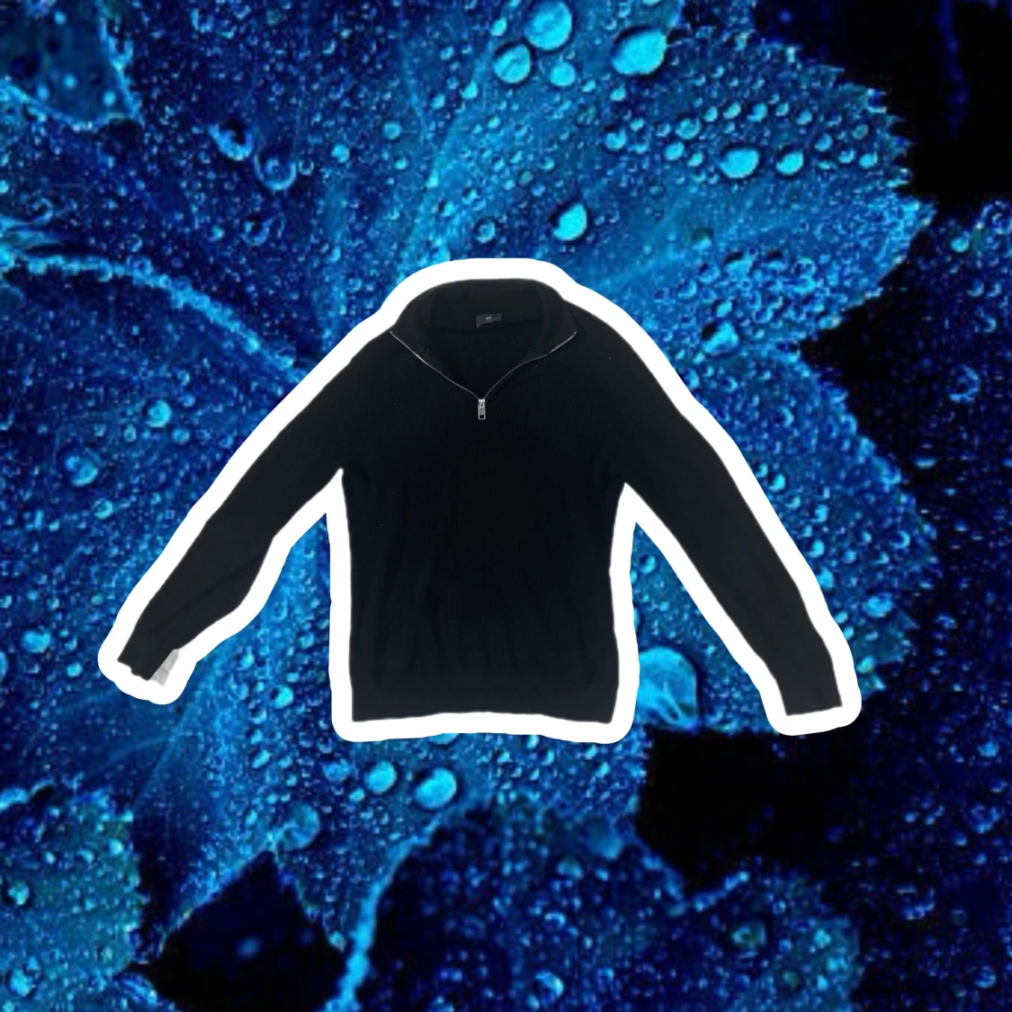 Svart ribbad half zip-tröja H&M