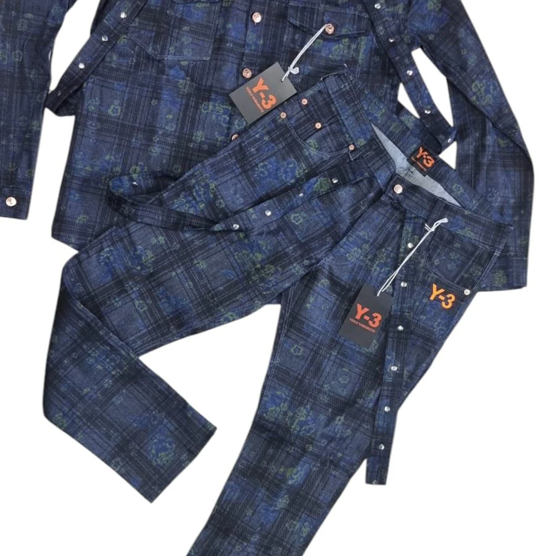 Blå-rutiga byxor från Y-3