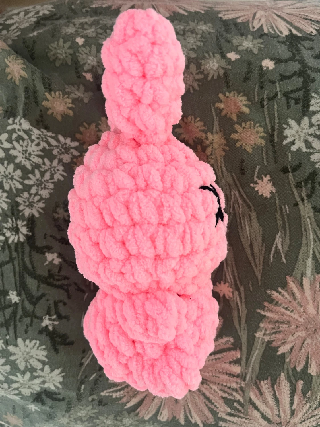 Handgjord rosa plysch-kanin - 3