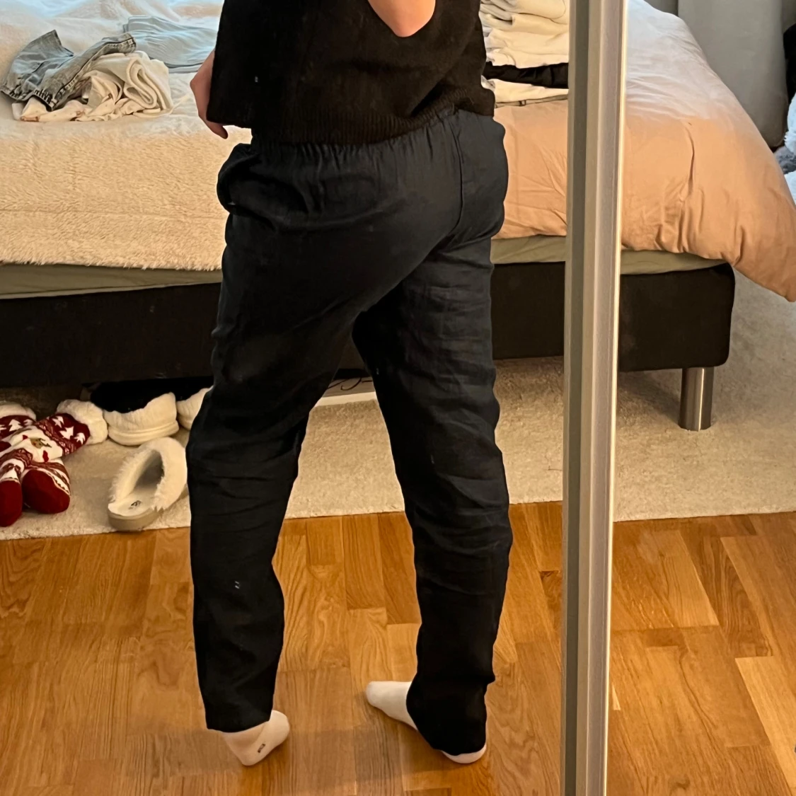 Mörkblå linnebyxor  - 1