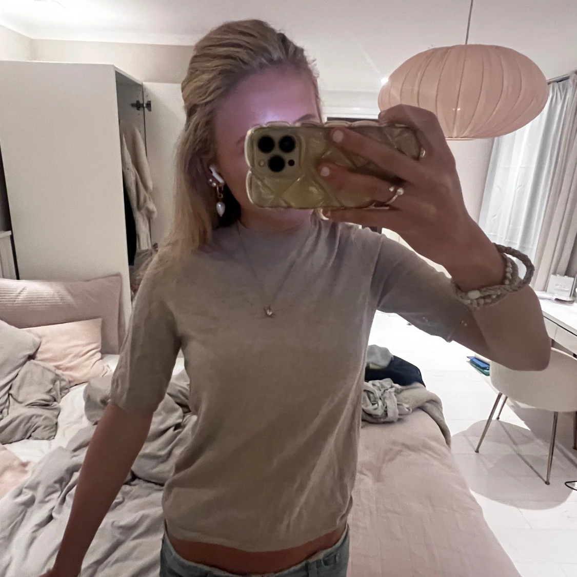 Beige kortärmad topp🤎🤎