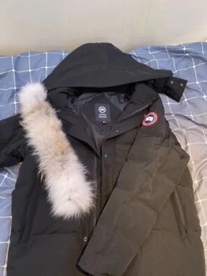 Svart dunjacka från Canada Goose - Säljer en svart dunjacka från Canada Goose med huva och avtagbar pälsdetalj. Jackan har klassisk logga på ärmen och dragkedja framtill. Perfekt för kalla dagar och har en snygg, stilren look som funkar till många outfits.