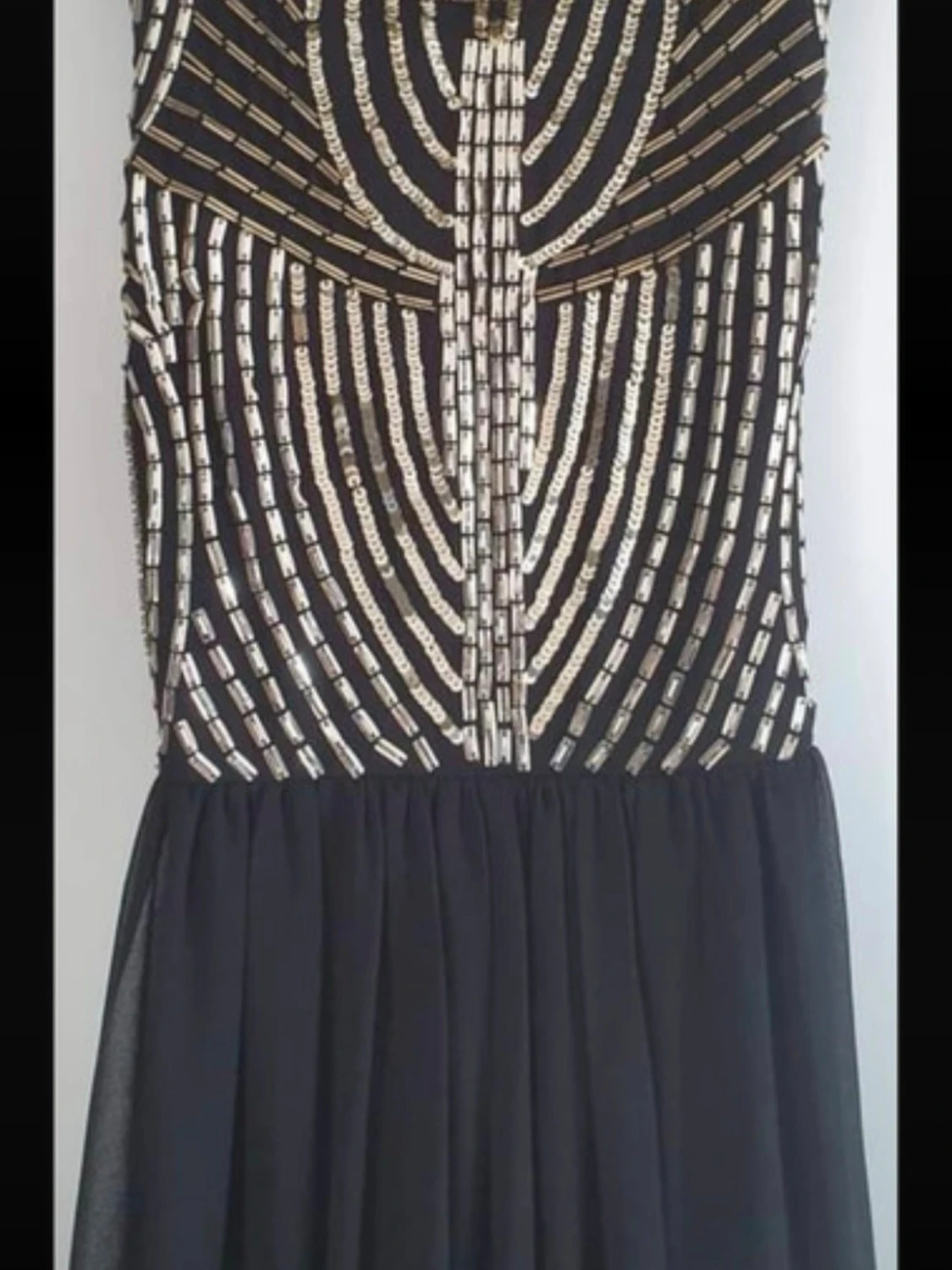 Svart långklänning med paljetter - 1