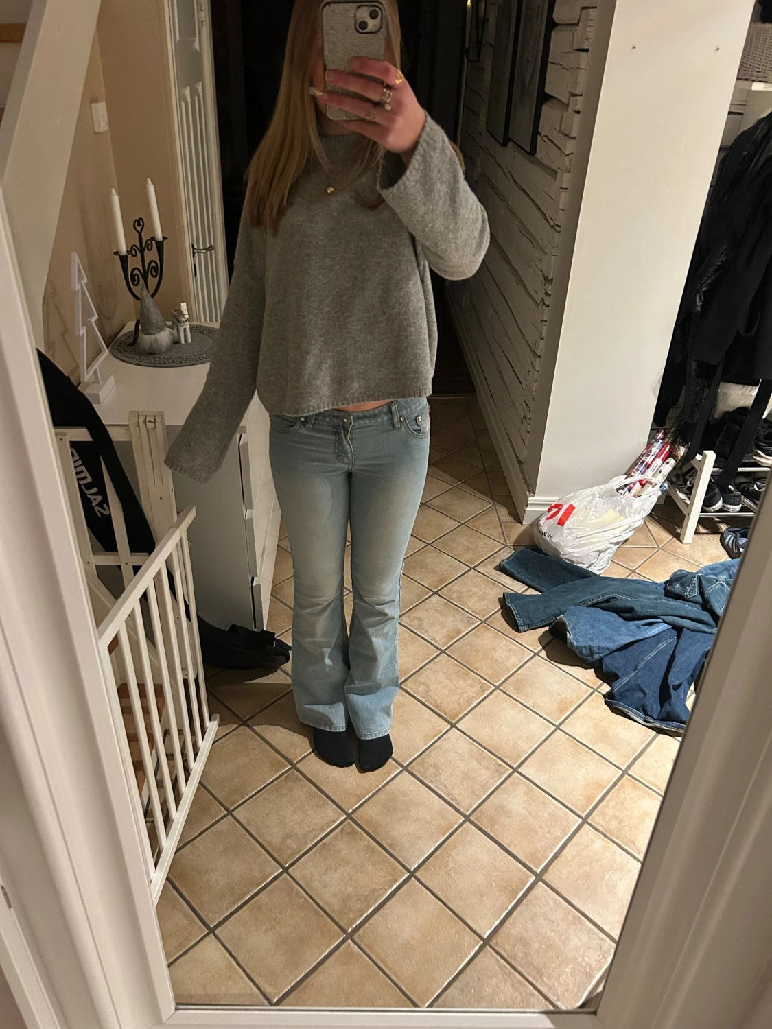 Ljusblåa bootcut jeans - 1