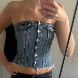 Denim tub topp - Fin fest topp från zara! Köptes på Plick men i fint skick!❤️ storlek xs men passar också S! 