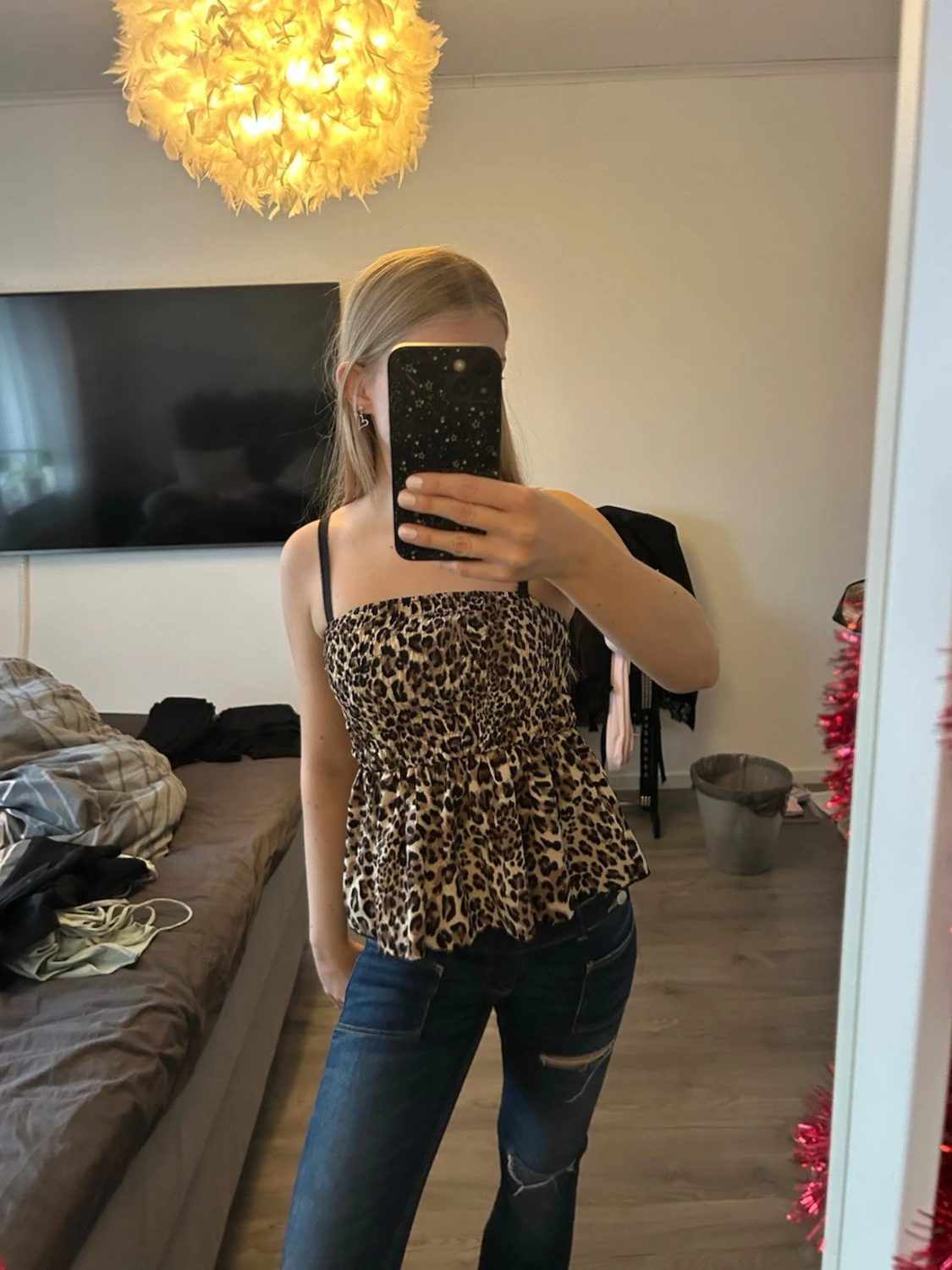 Leopardmönstrad ärmlös topp - 2