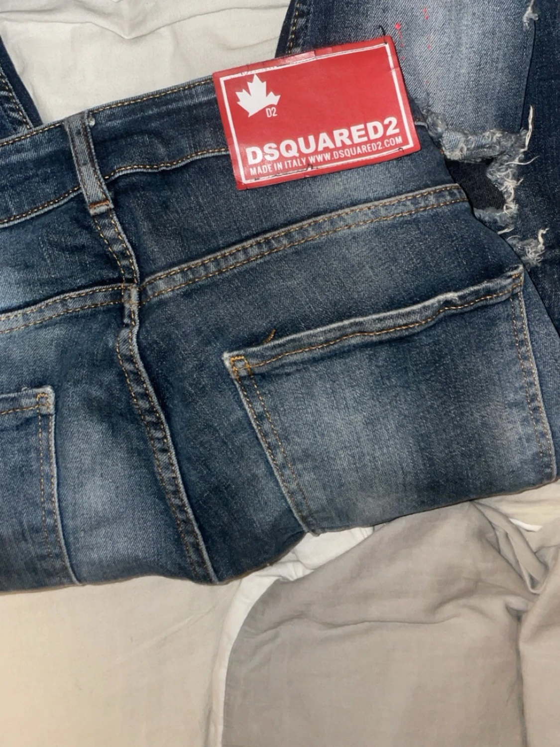 Dsquared2 blå slitna jeans straight fit - 2