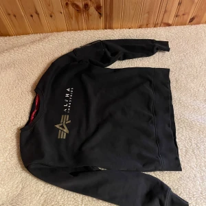 2 hoodie Alpha Industries - Grön hoodie från Alpha Industries med stor orange logga på ryggen och mindre tryck framtill. En av tröjorna  har huva.  Snygg streetstil med coola detaljer på ärmarna. 200kr för båda. Den gröna Storlek XS och den svarta Storlek S.