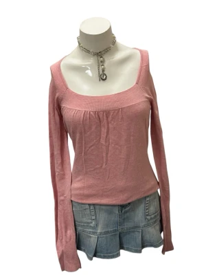 Ljusrosa långärmad topp med fyrkantig ringning - Babydoll top tag says M but it fits more like s