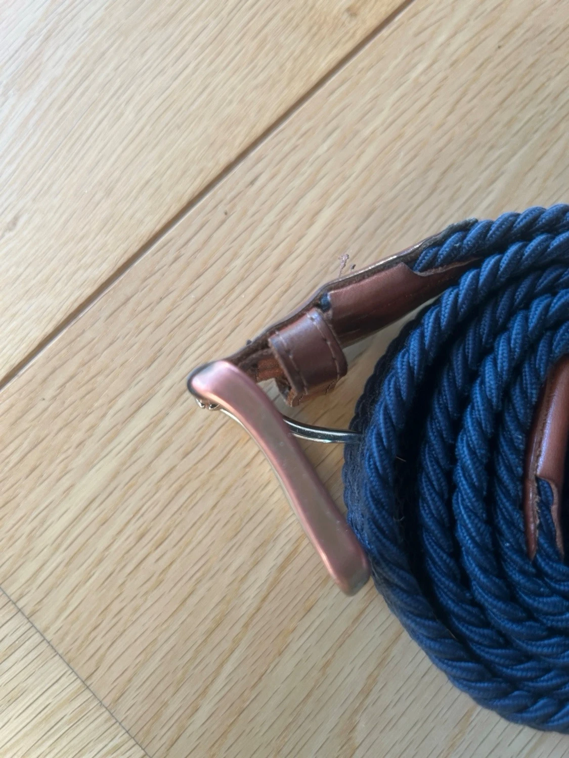 Marinblått flätat repbälte - 3