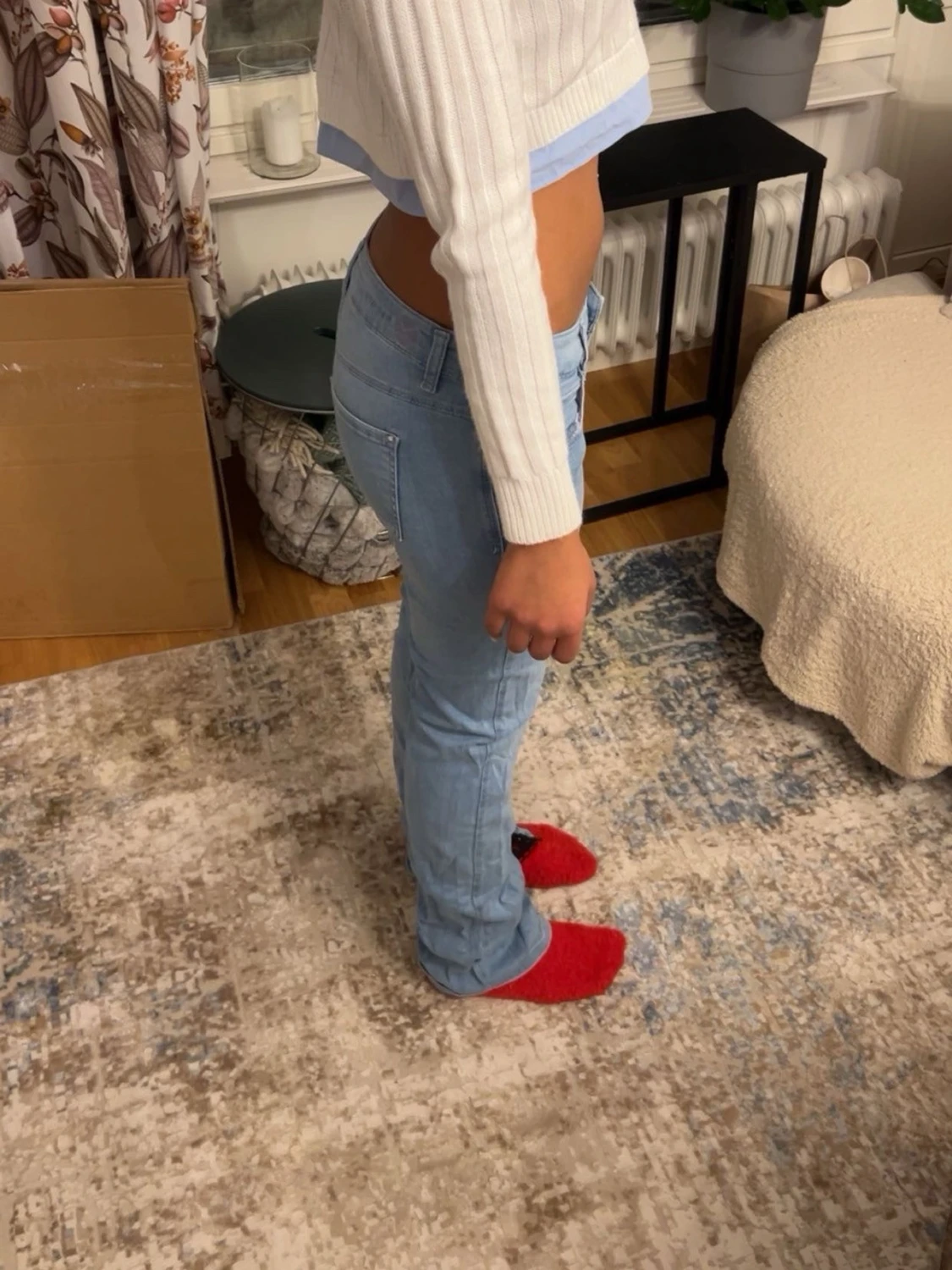 Ljusblå low waist jeans straight fit - 1