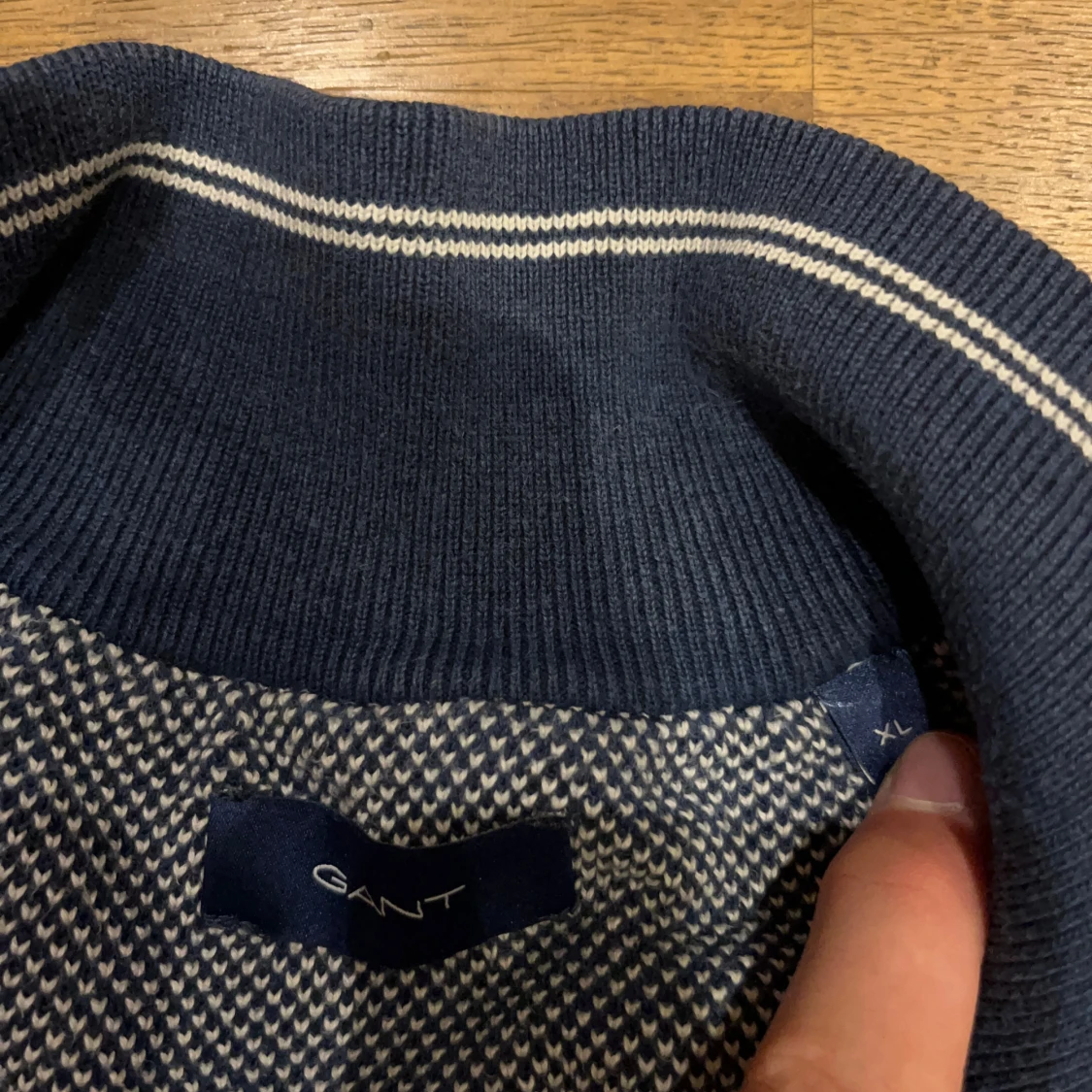 Blå half zip tröja från Gant - 4