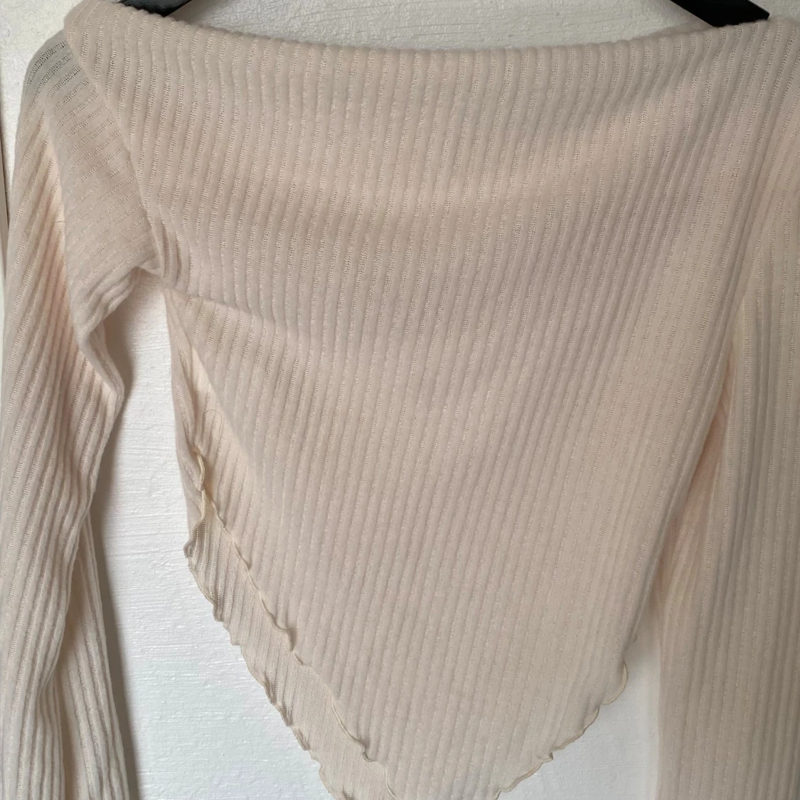 Beige ribbad offshoulder topp Shein - 1