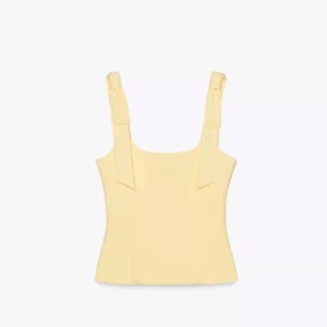 Gul linnetopp med rosettband - Supersöt trendigt ljusgult linnetopp från zara💛