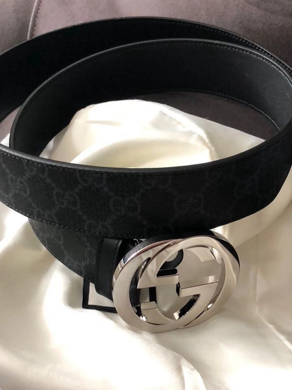 Svart Gucci bälte med GG-spänne - 1