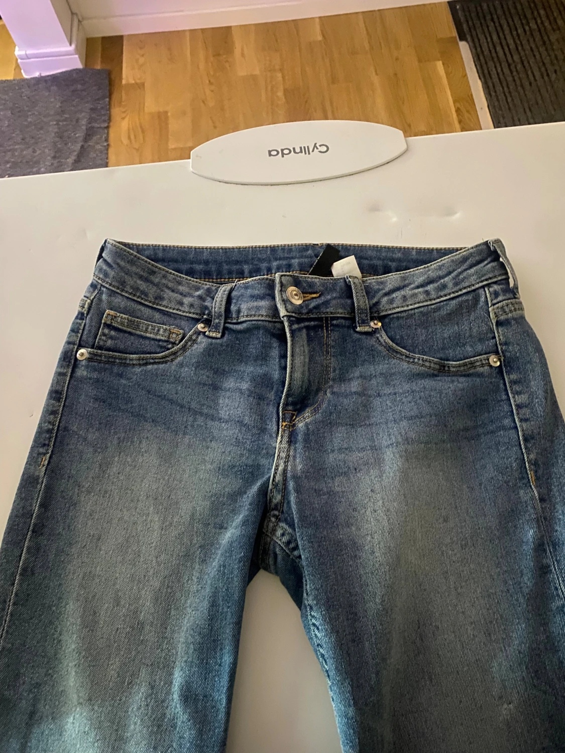Blå bootcut jeans med låg midja - 3