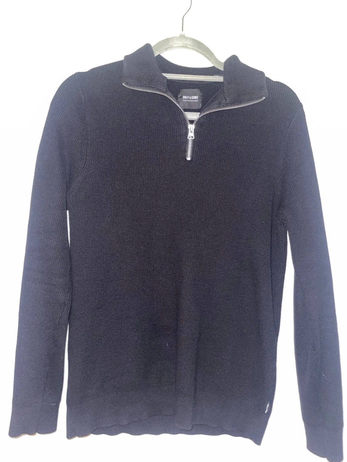 Svart stickad half zip-tröja Only & Sons