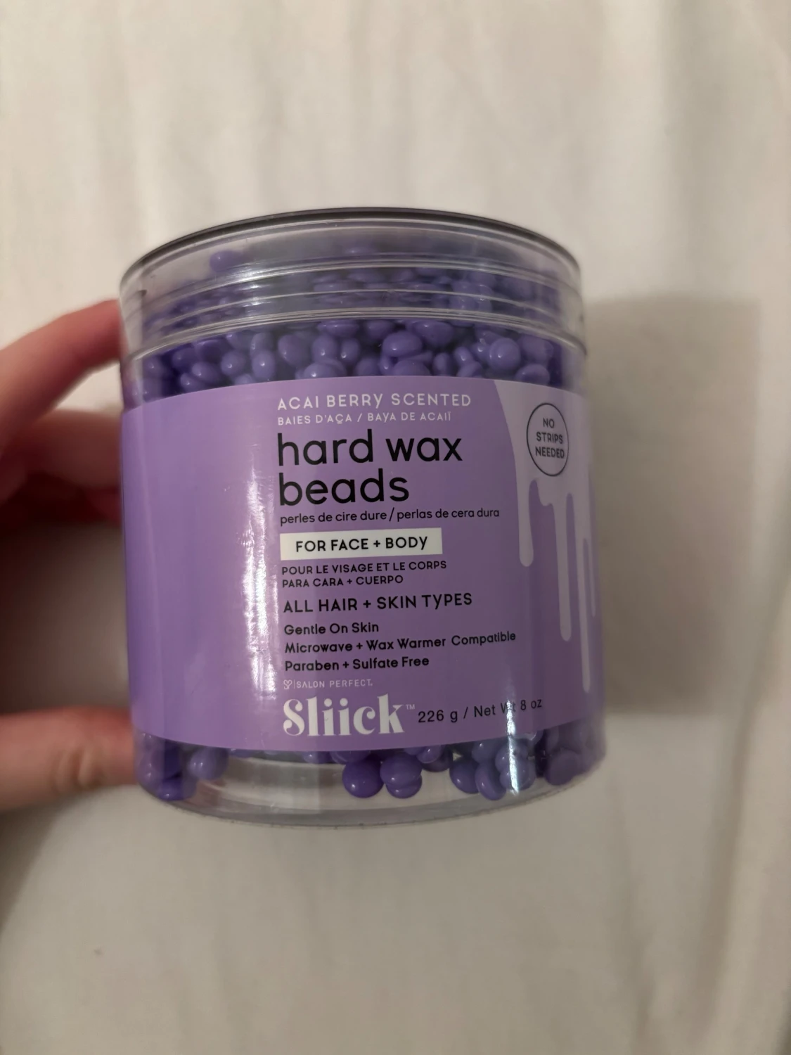 Lila hårda vaxpärlor från Sliick