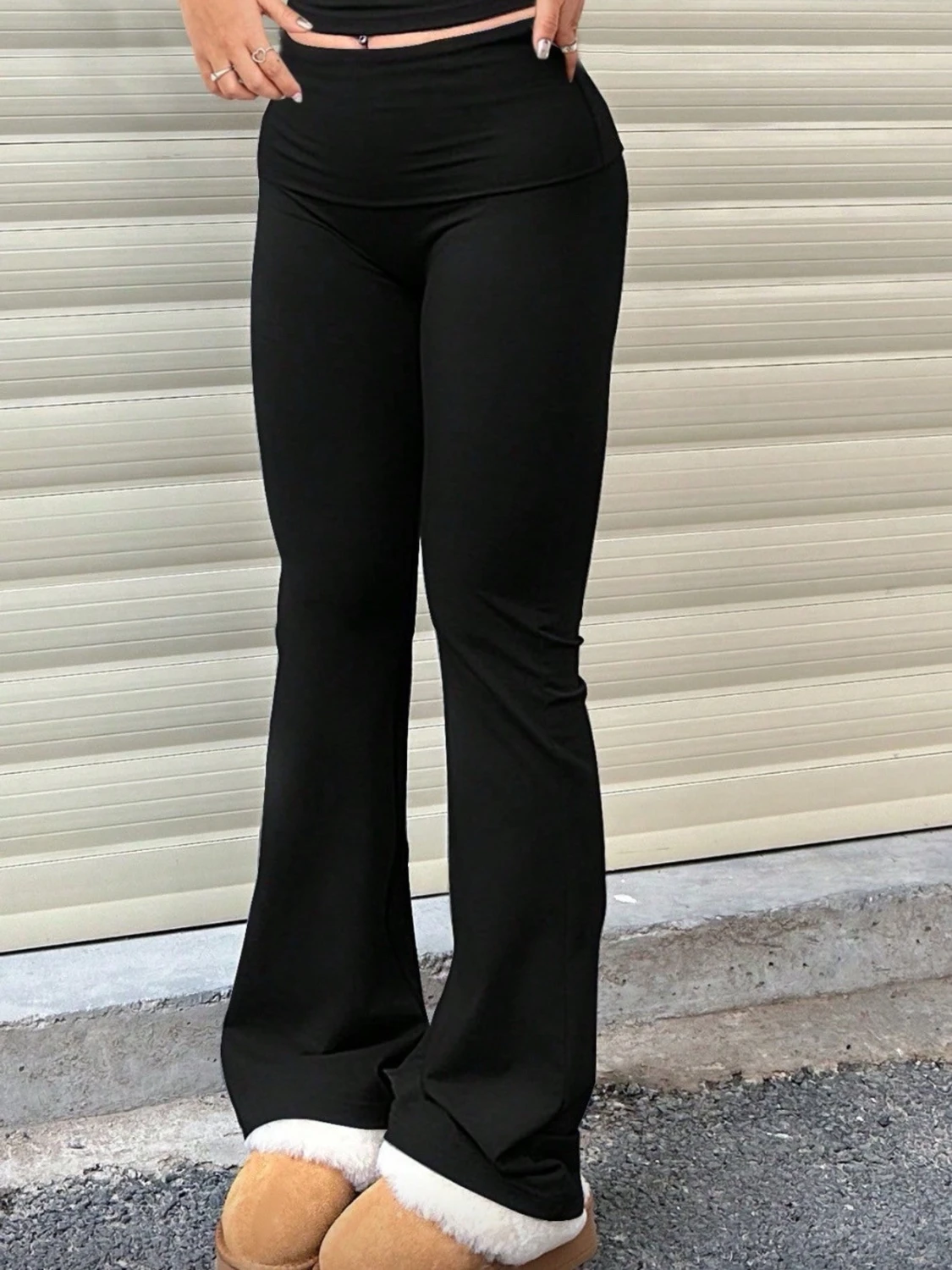 Svarta bootcut leggings - 1