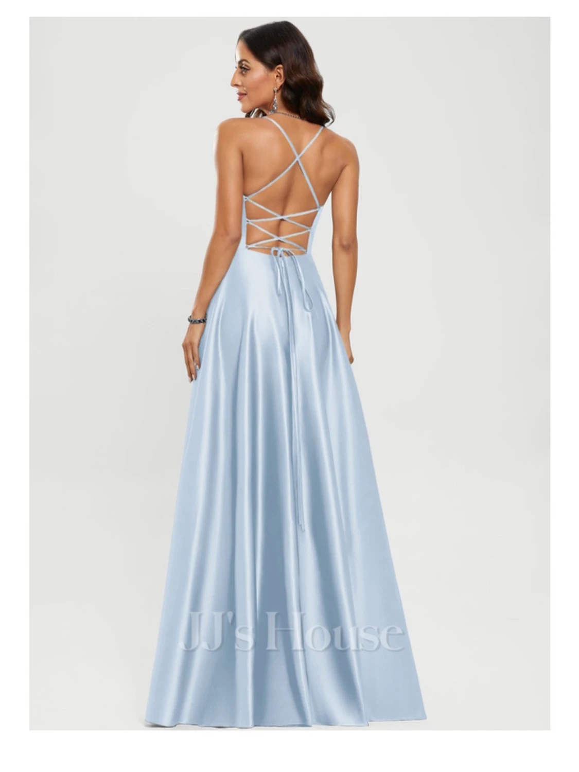 Ljusblå balklänning med snörning