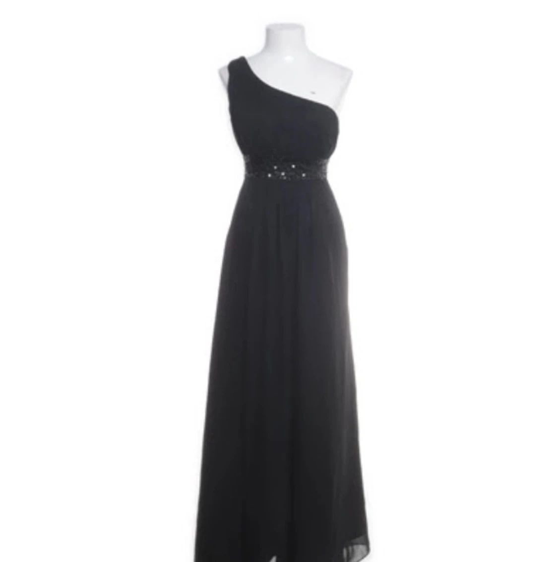 Svart oneshoulder långklänning