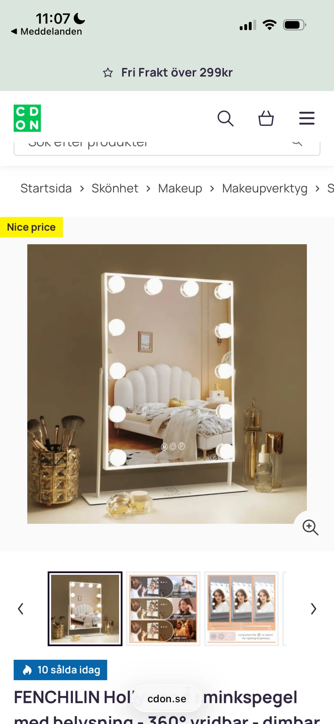 Sminkspegel med ljus - 1