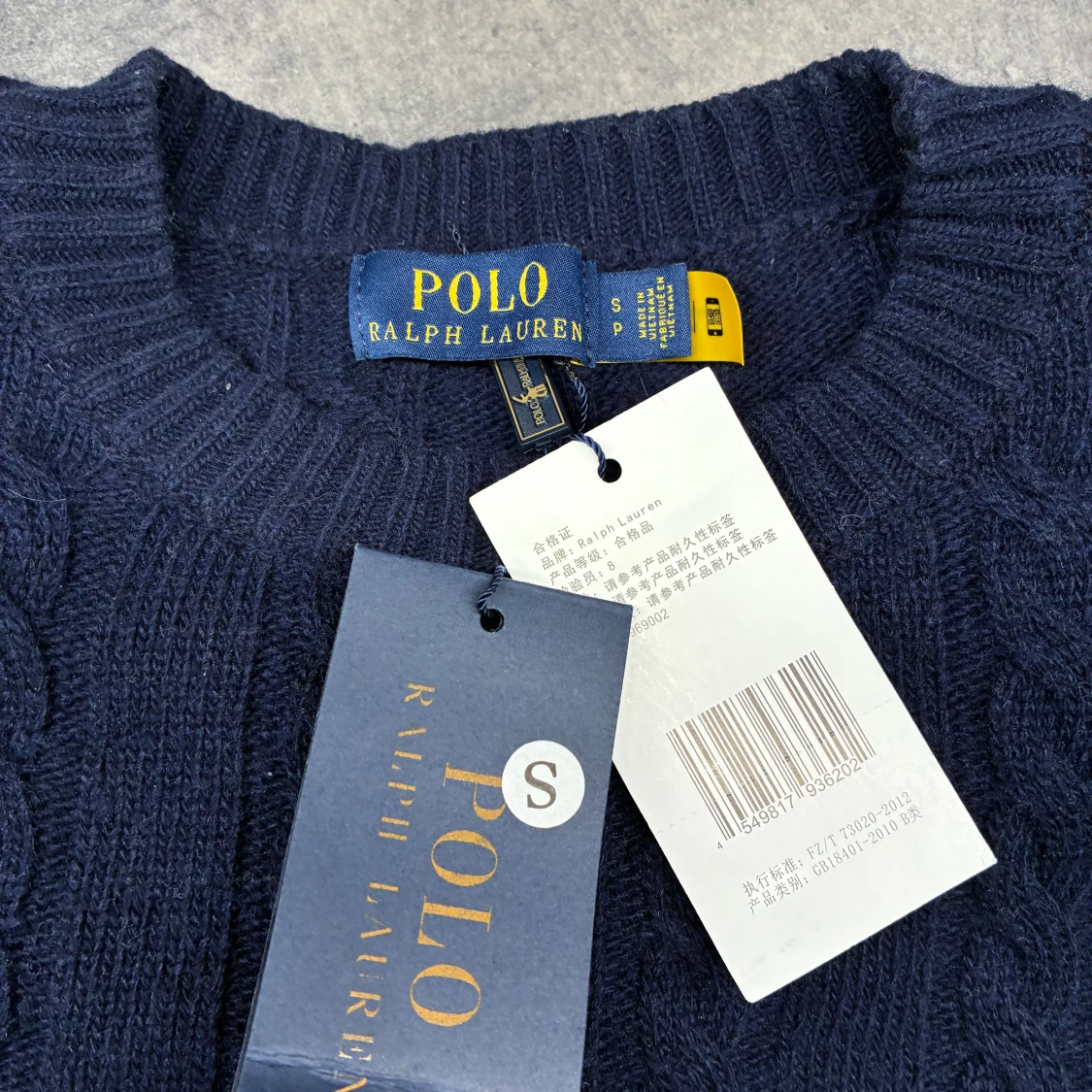 Mörkblå kabelstickad tröja Polo Ralph Lauren - 1