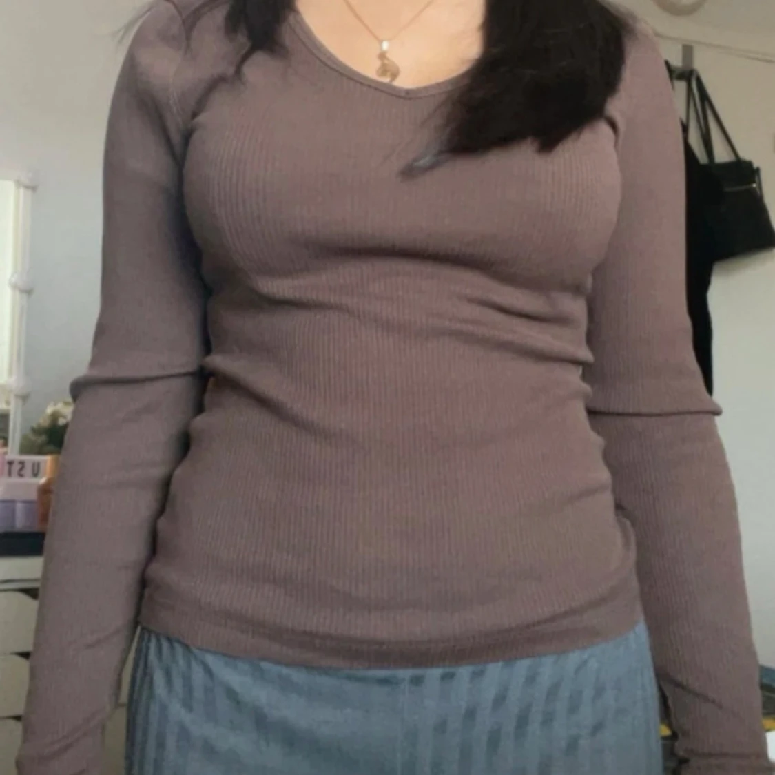 Brun ribbad långärmad tröja Kappahl - 1